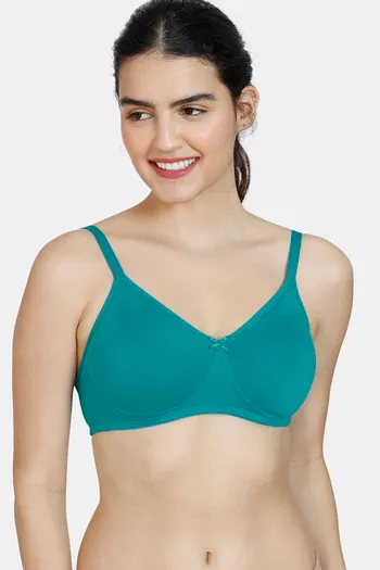 Buy Zivame Beautiful Basics Double Layered Non Wired 3/4th Coverage T-Shirt Bra - Harbor Blue